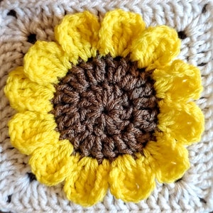 3D Crochet Sunflower Granny Square Pattern (PDF)