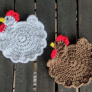 Crochet Chicken PDF Pattern: Farmhouse Cup Coaster (Digital Download)
