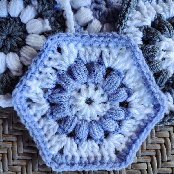 PDF Hexagon granny square, PDF pattern, hexagon puff Stitch, crochet granny square