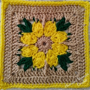 PDF granny square pattern, Granny square crochet, Daisy granny square pattern, Flower granny square pattern, Crochet craft, Craft