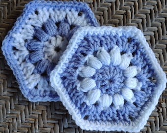 Hexagon Puff Stitch Crochet Granny Square Pattern (PDF Pattern)