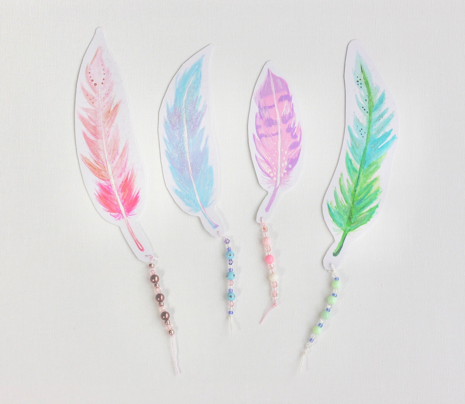 Feather Bookmarks Feather Bookmark handmade with Gouache Etsy