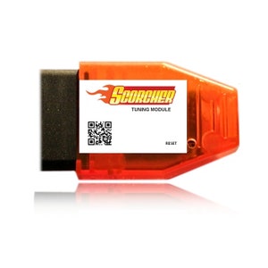 May include: A red and orange tuning module with the word "Scorcher" and the text "Tuning Module" printed on it. A QR code is visible on the module.