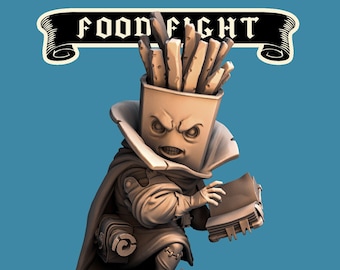 French Fries Warlock | Food Fight | 32mm or 75mm Scale | Dungeons and Dragons | Suitable for Children Games