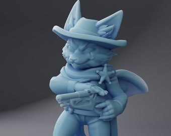 Leon the Fox Sheriff | Medium | 32mm | Twin Goddess Miniatures | Dungeons and Dragons | Pathfinder | TTRPG | Fantasy Western