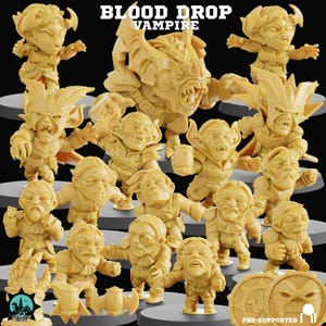 Blood Drop | Vampire Team | Fantasy Football | Realm of Paths | 3D Printed Miniature | 8K Quality Resin | Bases Included | TTRPG