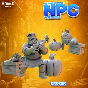Grocer | Merchant | Farmer | 32mm | NPC Townsfolk | Villager | Dungeons and Dragons | 8k Quality 3D Printed Miniature