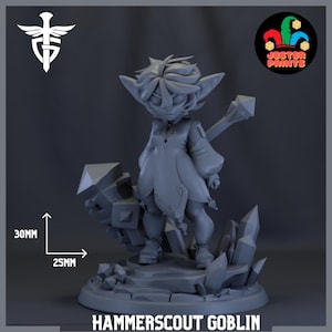 Pommel | Goblin Hammerscout | Goblin Paladin | Medium | 32mm | Dungeons and Dragons | Twin Goddess Miniatures