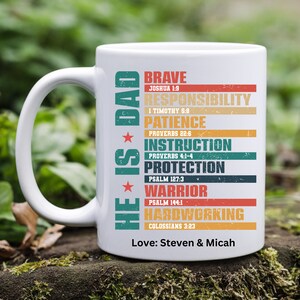 Personalized Father&#39;s Day mug, Christian dad mug, scripture, gift for dad, father mug, dad cup, He is dad mug, first time dad, religious mug