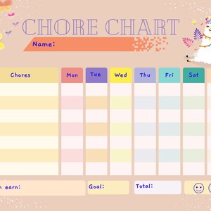 Adorable Llama Chores Chart (Canva Template)