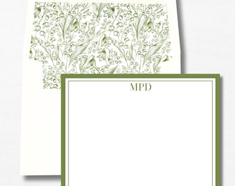 Personalized Stationery | Lily of the Valley Notecards | Custom Green Floral Stationery | Thank You Note | Stationary | Mother’s Day Gift