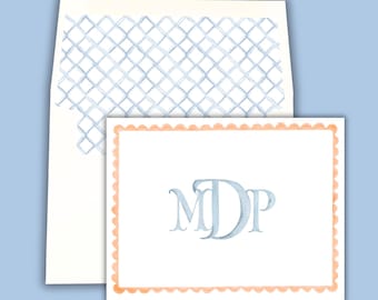 Personalized Stationery | Orange & Blue Watercolor Folded Notecards | Thank You Note | Stationary Set | Mother’s Day Gift