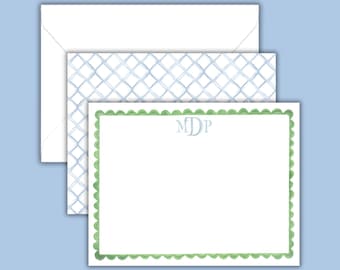 Personalized Stationery | Green & Blue Watercolor Notecard | Personalized Note Card | Thank You Note | Custom Stationary | Mother’s Day Gift