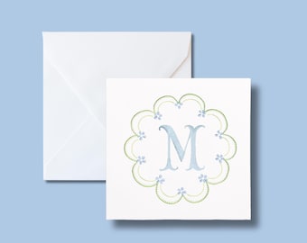Green & Blue Watercolor Enclosure Card | Monogram Enclosure Card | Personalized Enclosure Card | Custom Stationery | Gift Tag | Calling Card