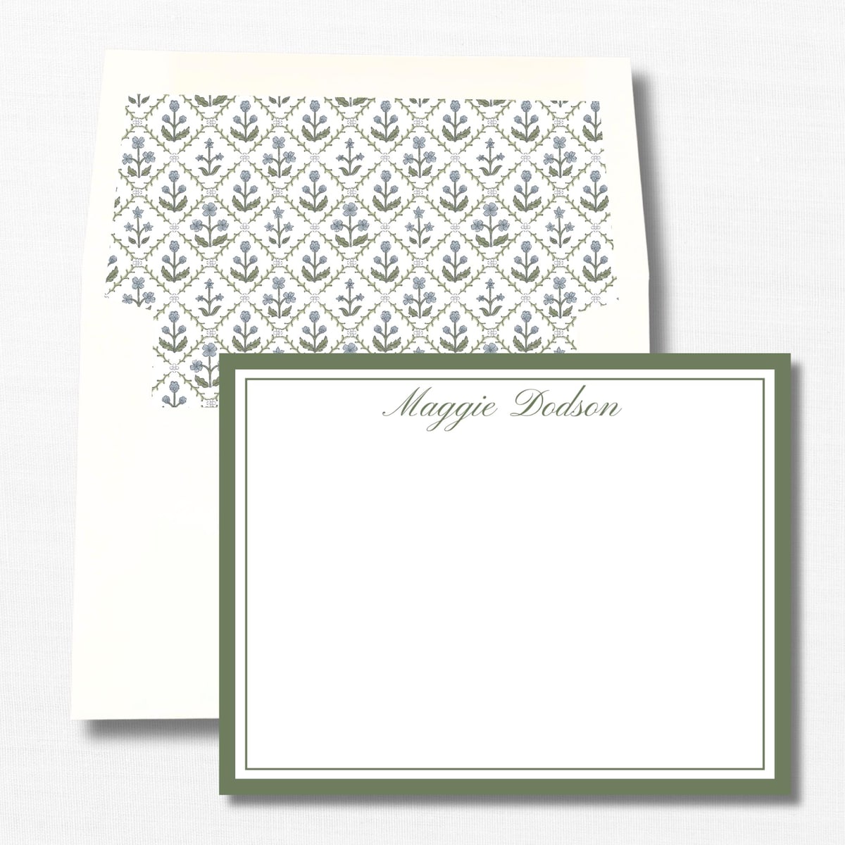 Personalized Stationery | Vintage Floral Notecard | Blue & Green Floral Card Set | Custom Stationary | Botanical Note Card | Thank You Note - Etsy