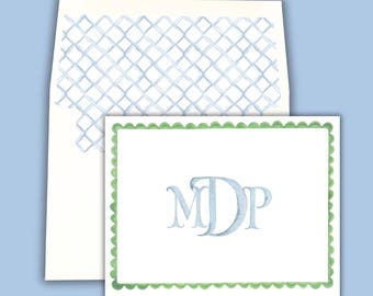 Personalized Stationery | Green & Blue Watercolor Folded Notecards | Personalized Note Cards | Thank You Note | Mother’s Day Gift