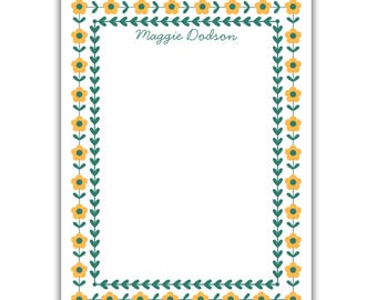 Personalized Floral Notepad: Custom Stationery