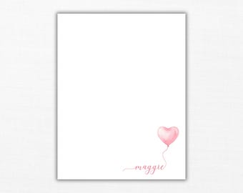 Personalized Valentine Notepad | Galentine Gift | Teacher Valentine Gift | Watercolor Heart Notepad