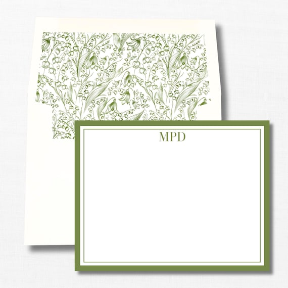 Personalized Stationery | Lily of the Valley Notecards | Custom Green Floral Stationery | Botanical Note Cards | Thank You Note | Stationary