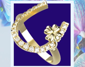 Horseshoe Ring Diamond Ring Unique Hufeisen Ring 4 Leaf Clover Designer Lucky Simbol Jewelry Diamond Unique Horseshoe Gold Diamond Horseshoe