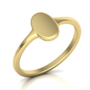 Oval Signet Ring, 14K Gold Ring, Custom Signet Ring, Oval Pinky Ring, Birthday Gift for Her, Unisex Ring, Unisex Gift, Holiday Jewelry