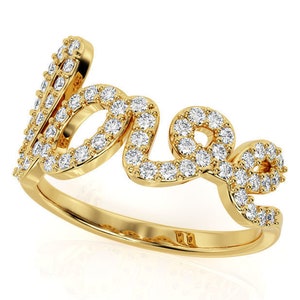 Anillo de amor de oro y diamantes de 14 quilates