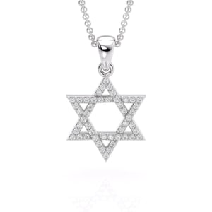 Star of David Pendant With Diamonds Magen David Jewish Jewelry Handmade Israeli Designer