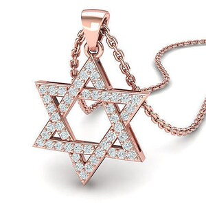 Star of David Pendant With Diamonds Magen David Jewish Jewelry Handmade Israeli Designer