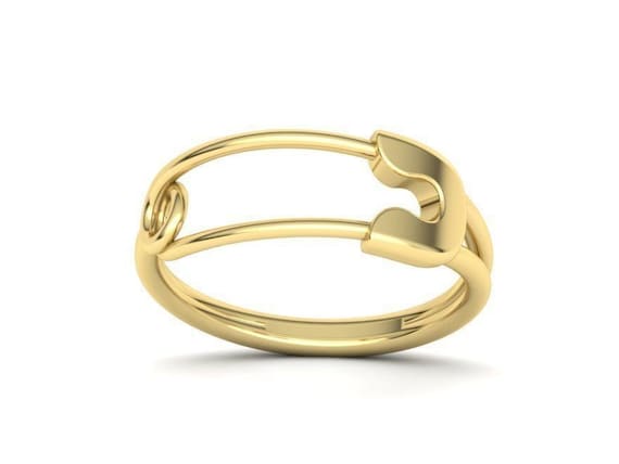14K Gold Safety Pin Ring Etsy Canada