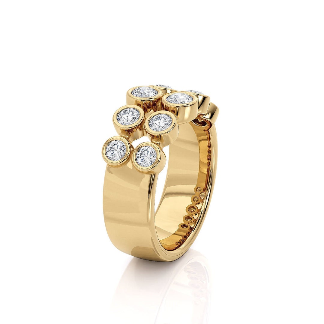 Diamond Ring Bezel Diamond Ring Two Rows Bezel Half Eternity Wide ...