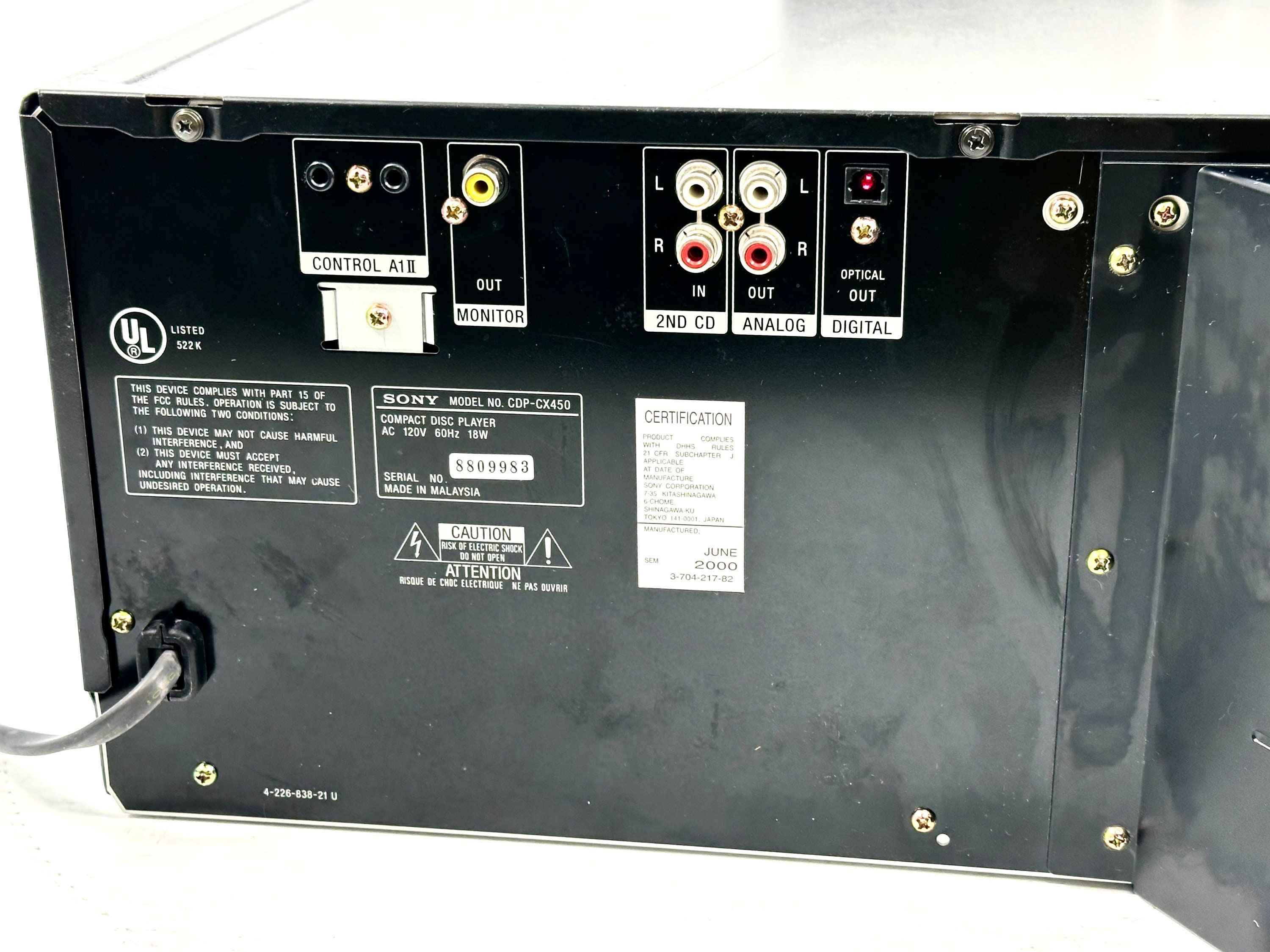 Vintage Refurb Sony CDP-CX450, 400 CD Compact Disc Changer W
