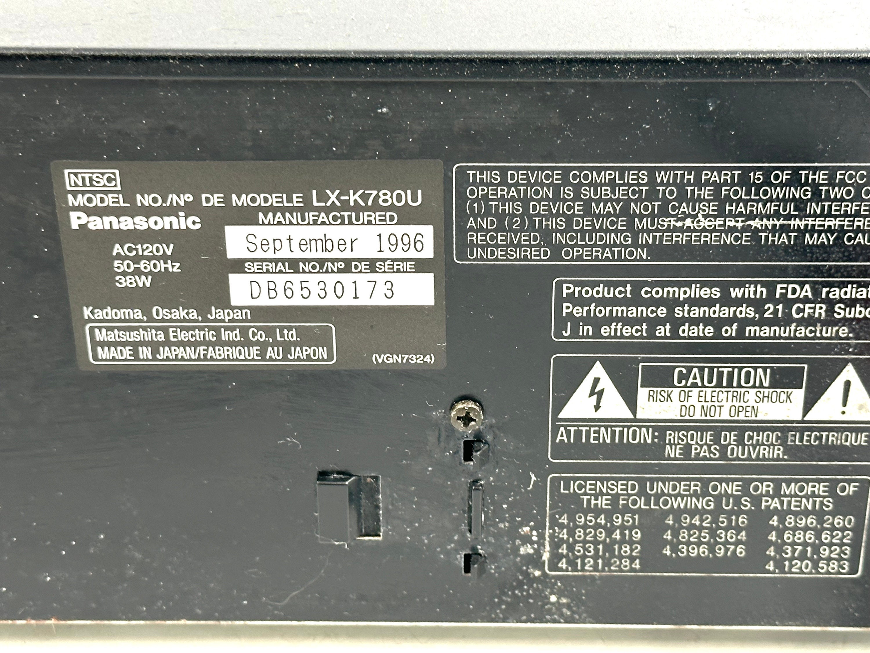 Vintage PANASONIC LX-K780 Multi-laserdisc Player Karaoke **remote