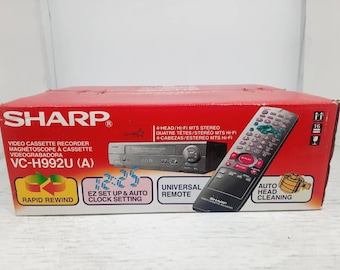 Vintage New Sharp VcH992u 4 Head Vcr Vhs Player Vhs Video Cassette Recorder Sealed, Vhs tape player, Vcr with remote control