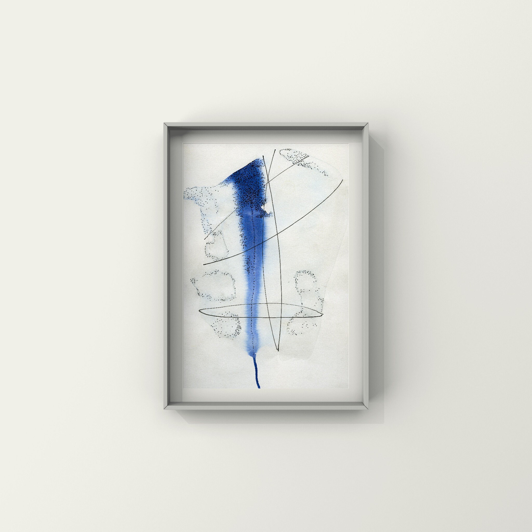 Contemporary Blue Ink Painting Etsy