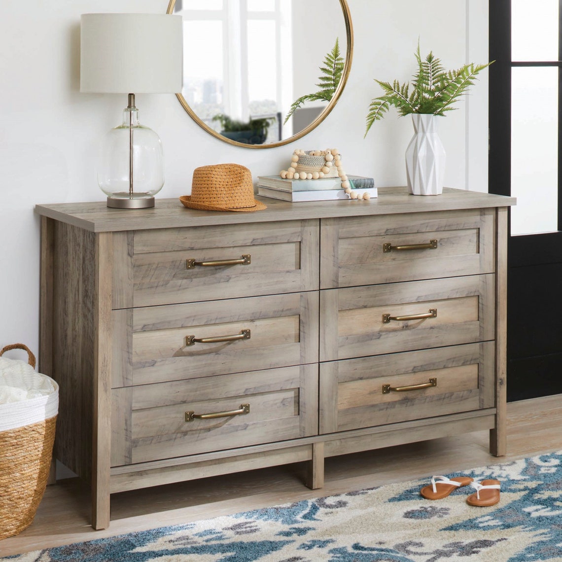 Wood 6 Drawer Dresser Rustic Farmhouse Style Solid Dressers Etsy