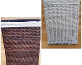 JANESARA Set of 5 Wicker Laundry Basket Bin Storage With Lining Toilet Bathroom Bedroom Lid Hamper Waste Washing