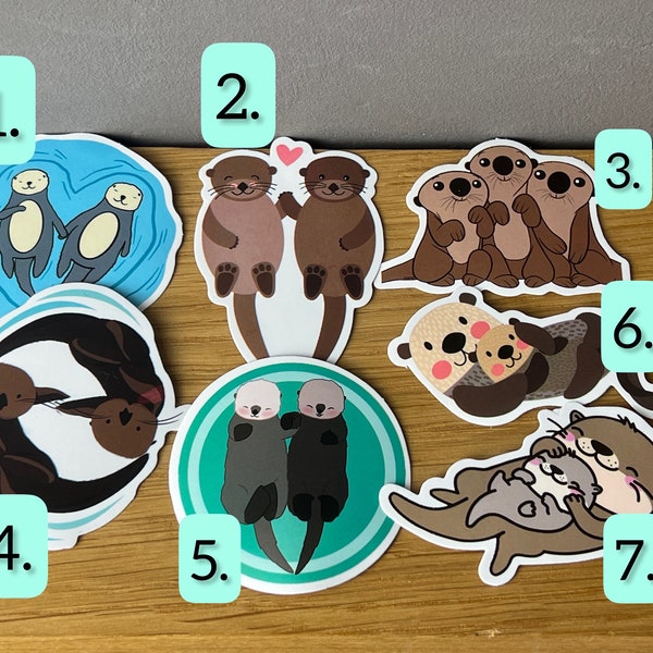 Loving Otters! Papier Sticker, Aufkleber, cute, Ocean Geschenk, Otterlove, niedlich, Friends, Sweet Animal Paar Hochzeit Scrapbook Otter