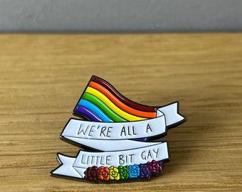 We’re all a little bit gay - Emaille Pin, Anstecker, Harry Styles, LGBTQ, Queer, Trans Equality CSD Pride, Rainbow, Regenbogen, Nonbinary
