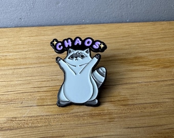 Chaos Raccoon! Funny pin, badge, button: ADHD, Autism, Neurodivergent, Nerd, Punk, Feminist, Trash, Be yourself Cute kawaii