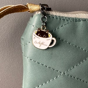 Catcafé - pendant for bags/zipper, key chain, cell phone charm: Cat, Catpuccino, Coffee, Coffee, Cup, Cup, Black Cat,