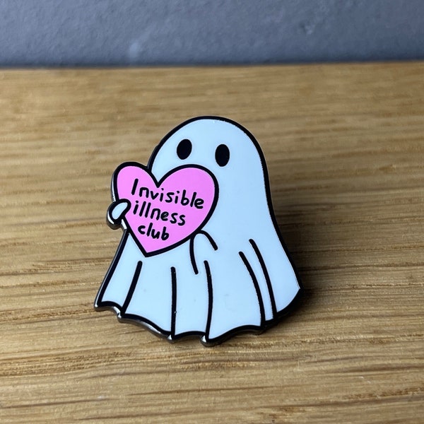 Invisible Illness Club! Hard Emaille Pin, Anstecker, Button: Ghost,ö, Gespenst, mental health, endometriosis, Depression, fatigue, migraine