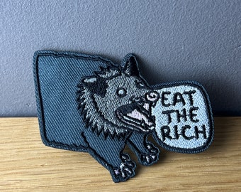 Eat the rich Opossum! Bügeln Aufnäher, Patch, Badges - Punk, no racism, smash patriarchy, feminism, Feminist, Feminismus, equality, Rat