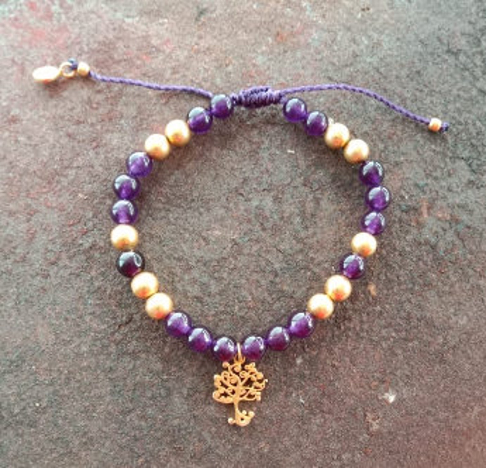 Purple Bracelet Handmade Adjustable Bracelet Sterling Silver Etsy