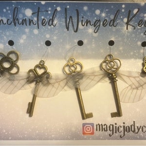 Flying keys, enchanted winged keys, wizard party decor, magic decor, gifts, favors, prizes, bulk