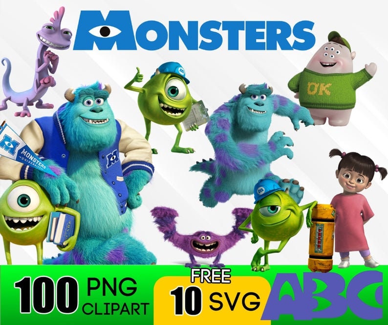 Monsters Inc. Clipart SVG Digital Download PNG and Free SVG | Etsy