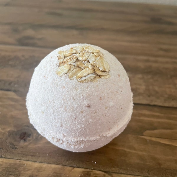 Organic oatmeal, milk and honey bath bombs, large, 5 oz., vegan, spa gift for her, environmentally friendly packaging.