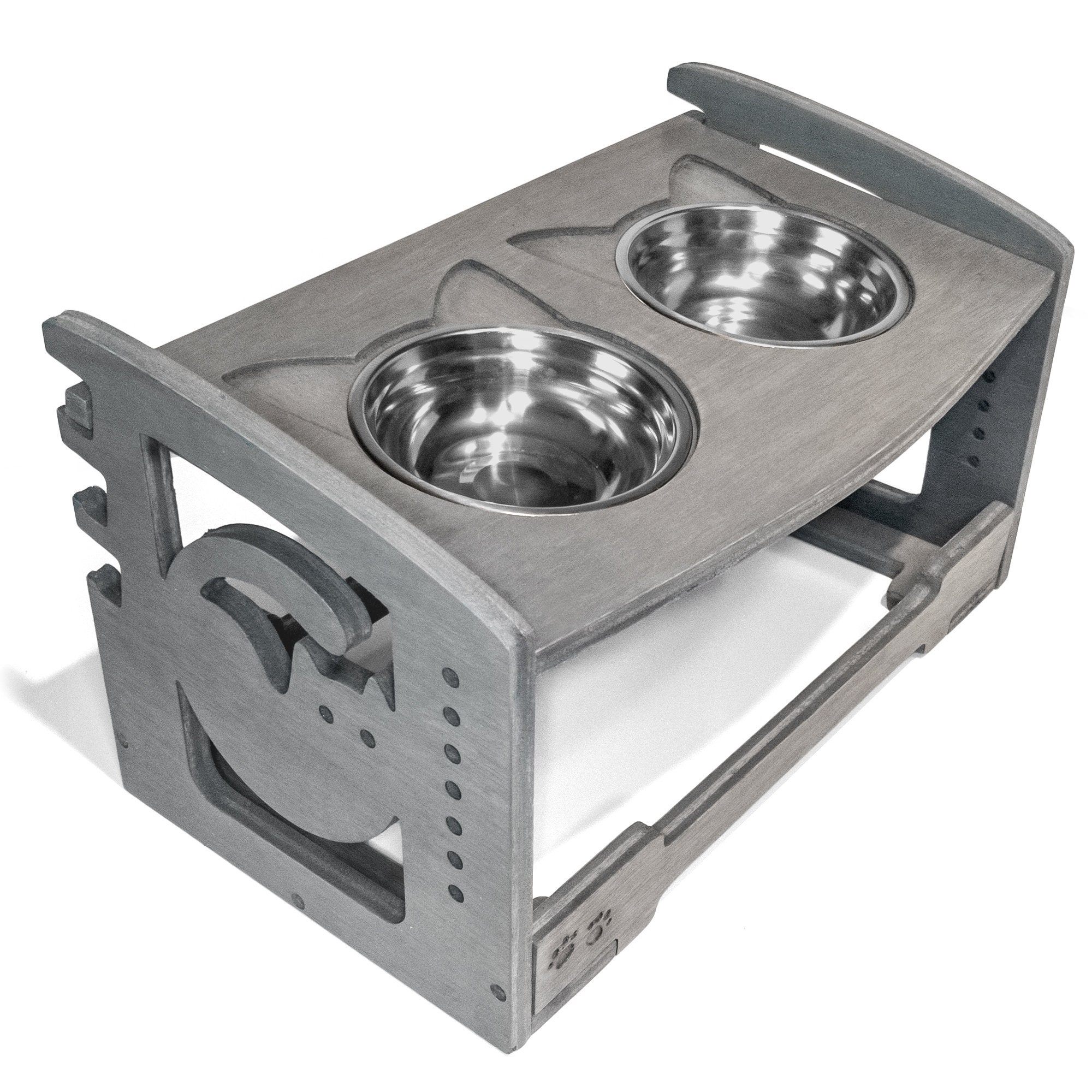 Elevated Dual Cat Food Bowl Holder. Adjusts Height and Angle Etsy