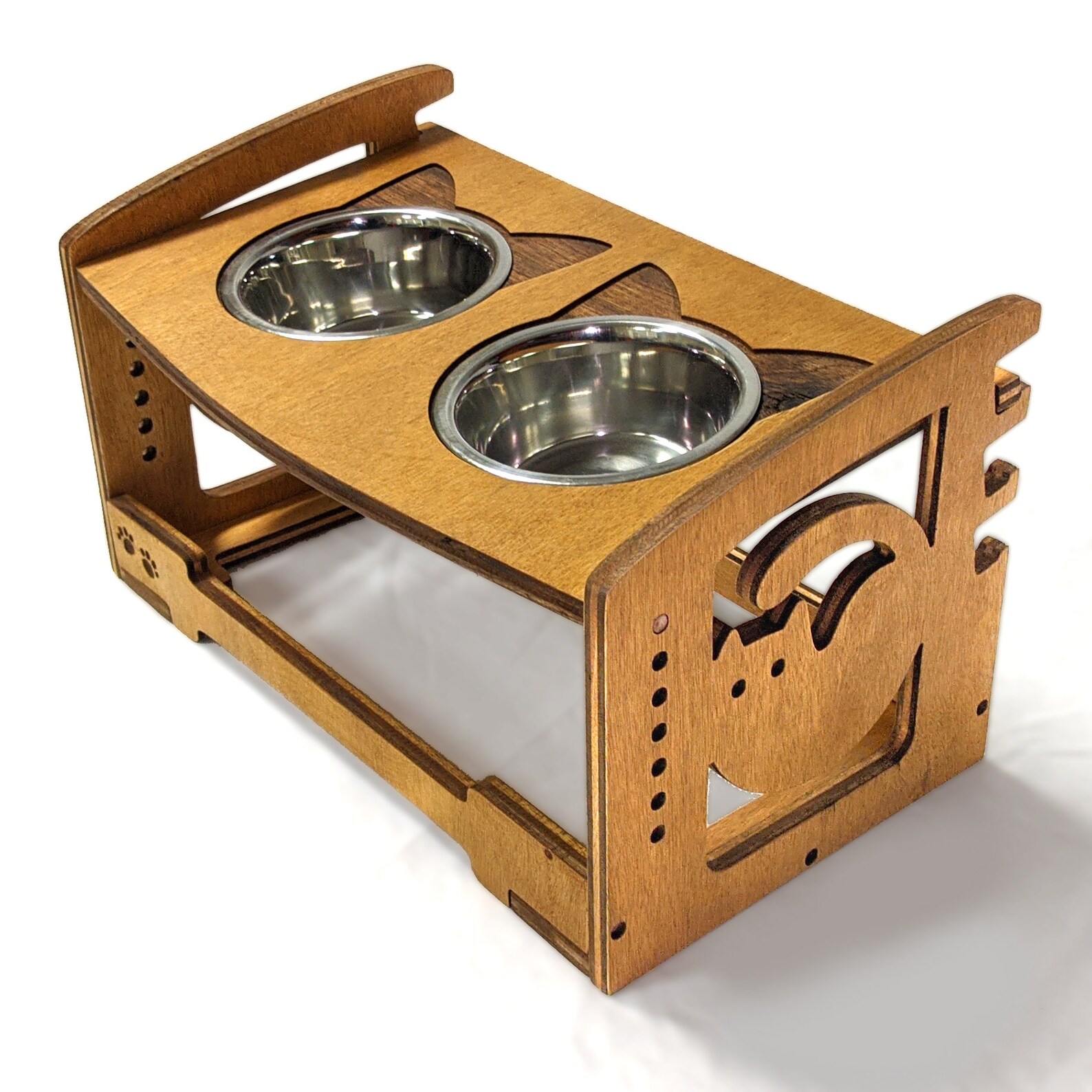 Elevated dual cat food bowl holder. Adjusts height and angle Etsy