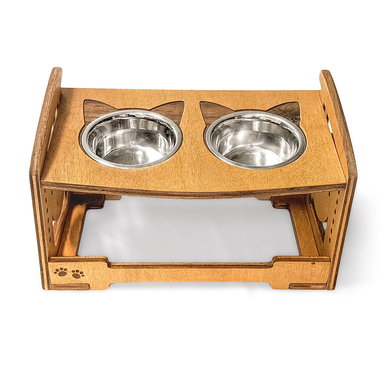 Elevated Dual Cat Food Bowl Holder. Adjusts Height and Angle Etsy