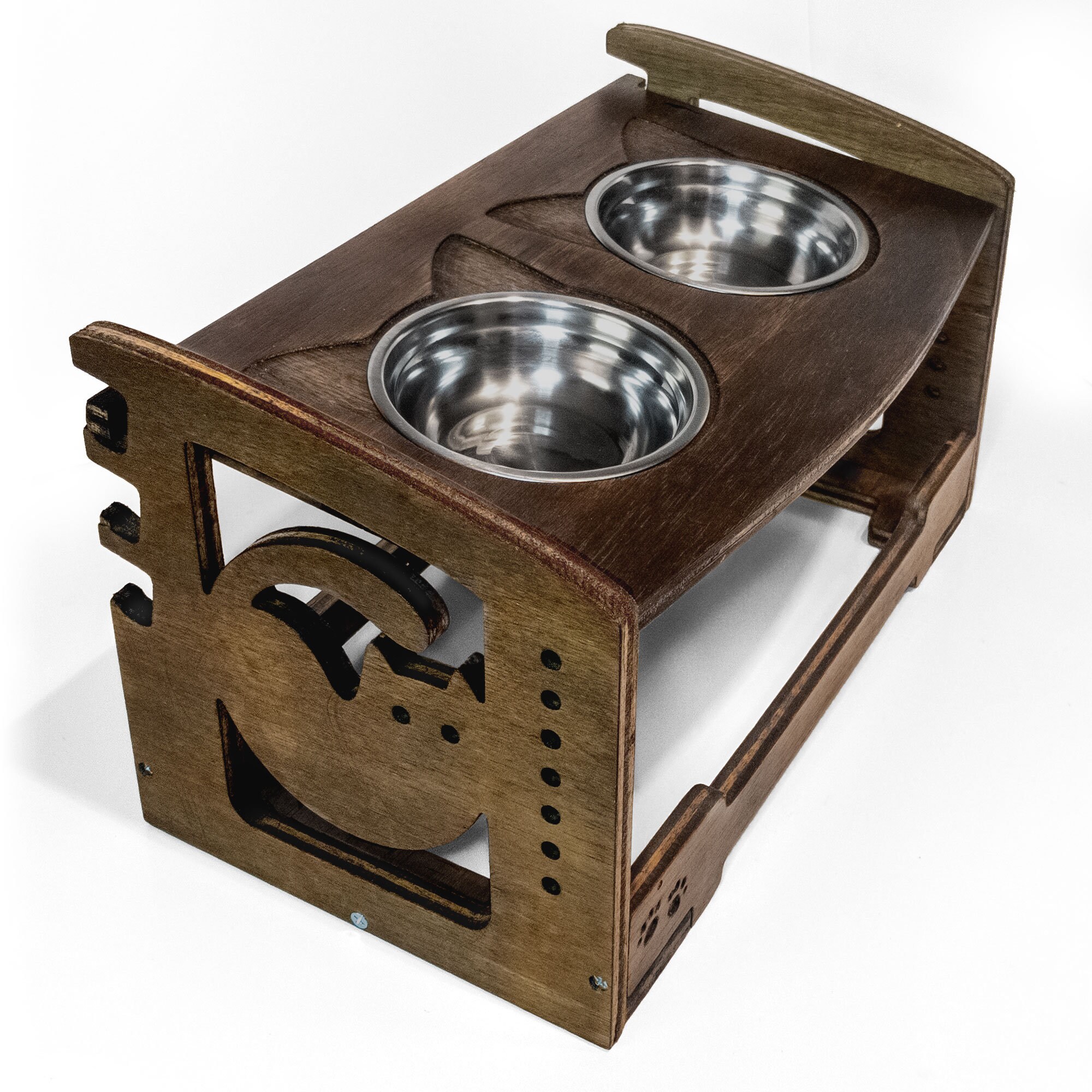 Elevated Dual Cat Food Bowl Holder. Adjusts Height and Angle Etsy